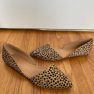 J Crew Leopard Calf Hair D'Orsay Flats - New